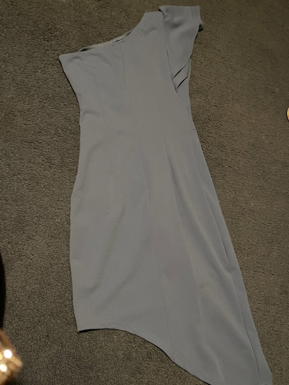 One-Shoulder Ruffle Asymmetric Blue Dress - Picture 6 of 7